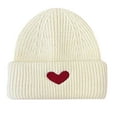 thumbnail image 2 of absanyy Women's White Heart Embroidered Beanie - Stretchy Polyester, Free Size, Warm Ribbed Cuff, Trendy Winter Accessory, 2 of 3