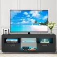 thumbnail image 6 of Seizeen TV Stand for 55'' TV, Entertainment Center with LED Lights, TV Console Table with Drawer & Shelf, High Glossy Black, 6 of 9