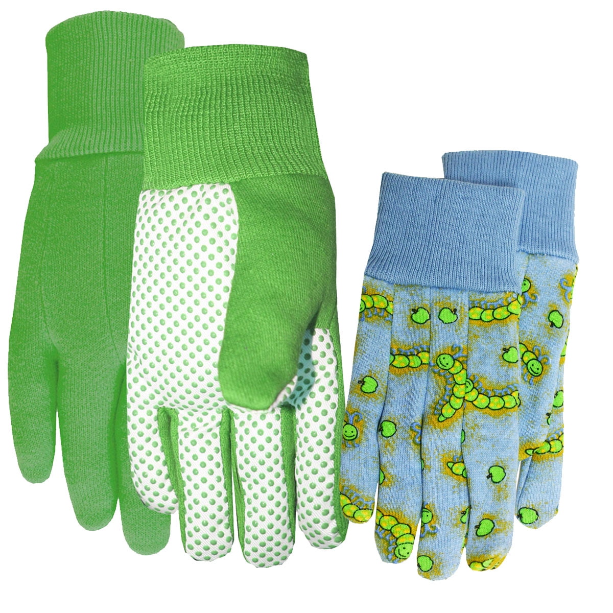 2 Pairs Super Comfort Stretch Garden Gardener Pink Green Gloves With Dot Grip 