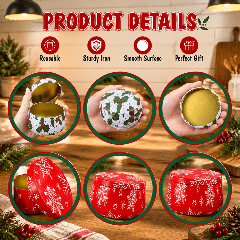24 Snowflower Metal Cookie Candle Twith Lids 8 Oz - Walmart.com