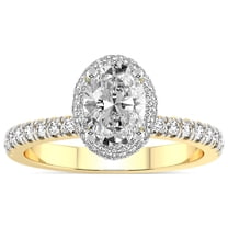 IGI Certified 5 Carat Oval Shape Lab Grown Diamond Engagement Ring | 14K Yellow Gold | Amarya Secret Double Halo Lab Diamond Ring | FG-VS1-VS2 Quality Friendly Diamonds