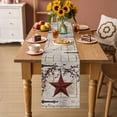 thumbnail image 3 of Table Runner - 72 Inch Long, Texas Star Vintage Kitchen Dining Table Runner Dresser Scarves, Red Retro Berry Beige Wooden Farmhouse Decor for Coffee Tables Wedding Party Banquet, 3 of 8