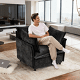 thumbnail image 3 of Ktaxon Chenille Accent Chair, Reading Chair with Thick Cushions, Oversized Club Sofa with Two Armrest Pillows for Home Office Black, 3 of 10