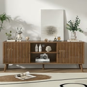 Modern TV Stand for TVs up to 70, Sliding Doors, Entertainment Center with Storage, Media Console