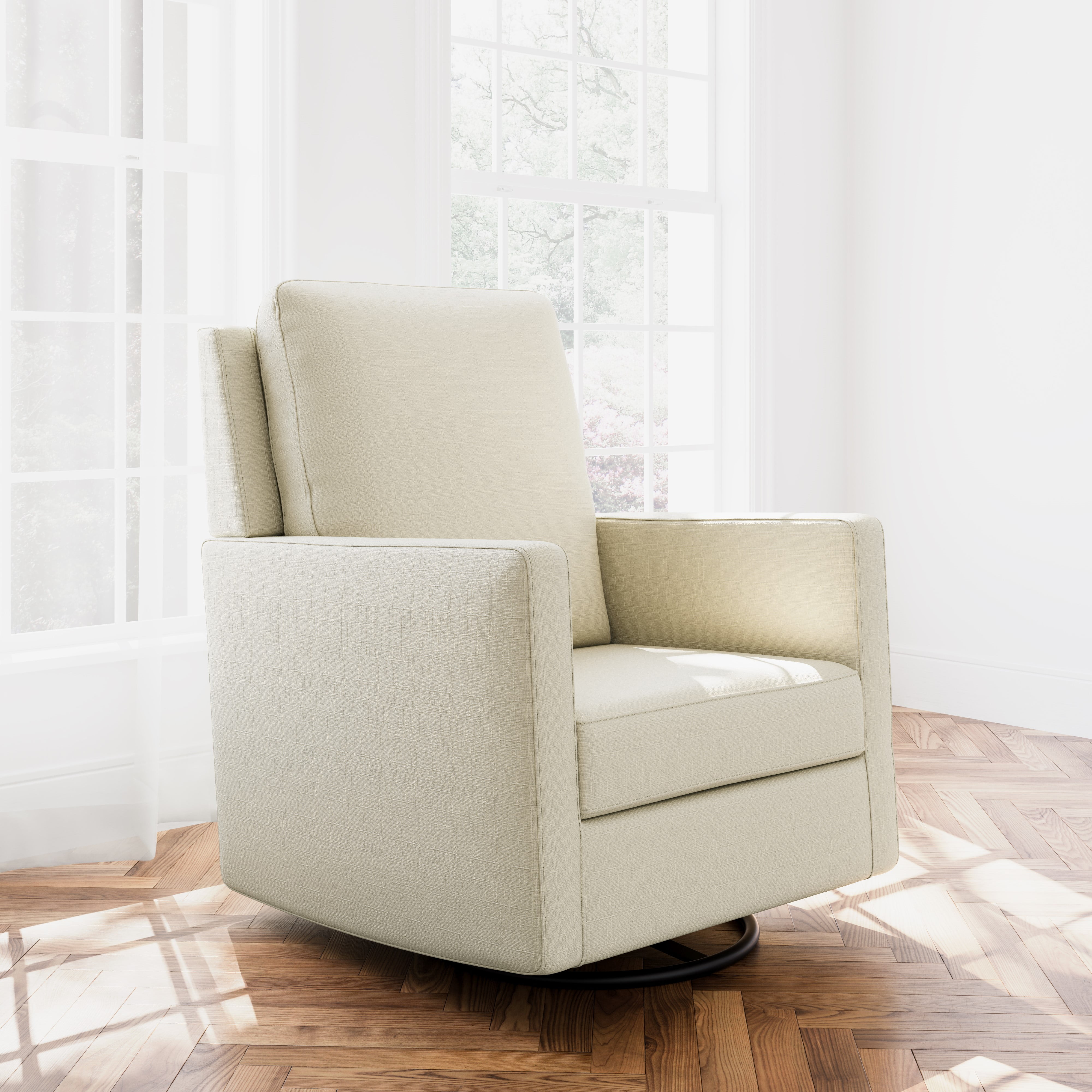 Storkcraft Calabasas Infant Nursery Upholstered Swivel Glider, Pearl