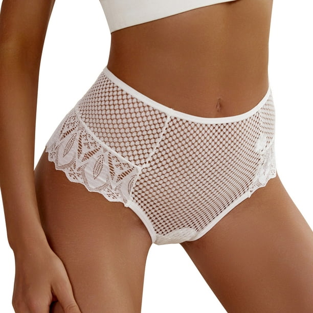 B91xZ Women's Lace Boyshorts Panties Cheeky High Cut Low Rise Adjustable  Bikini Underwear,L White 