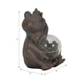 thumbnail image 3 of Frog Statue for Garden Decor - Solar Resin Figurine with Crackle Glass Globe and Textured Sculpted Detail - Outdoor Patio Accent for Front Porch and Yard Art Display - 7", Bronze & Copper, 3 of 12