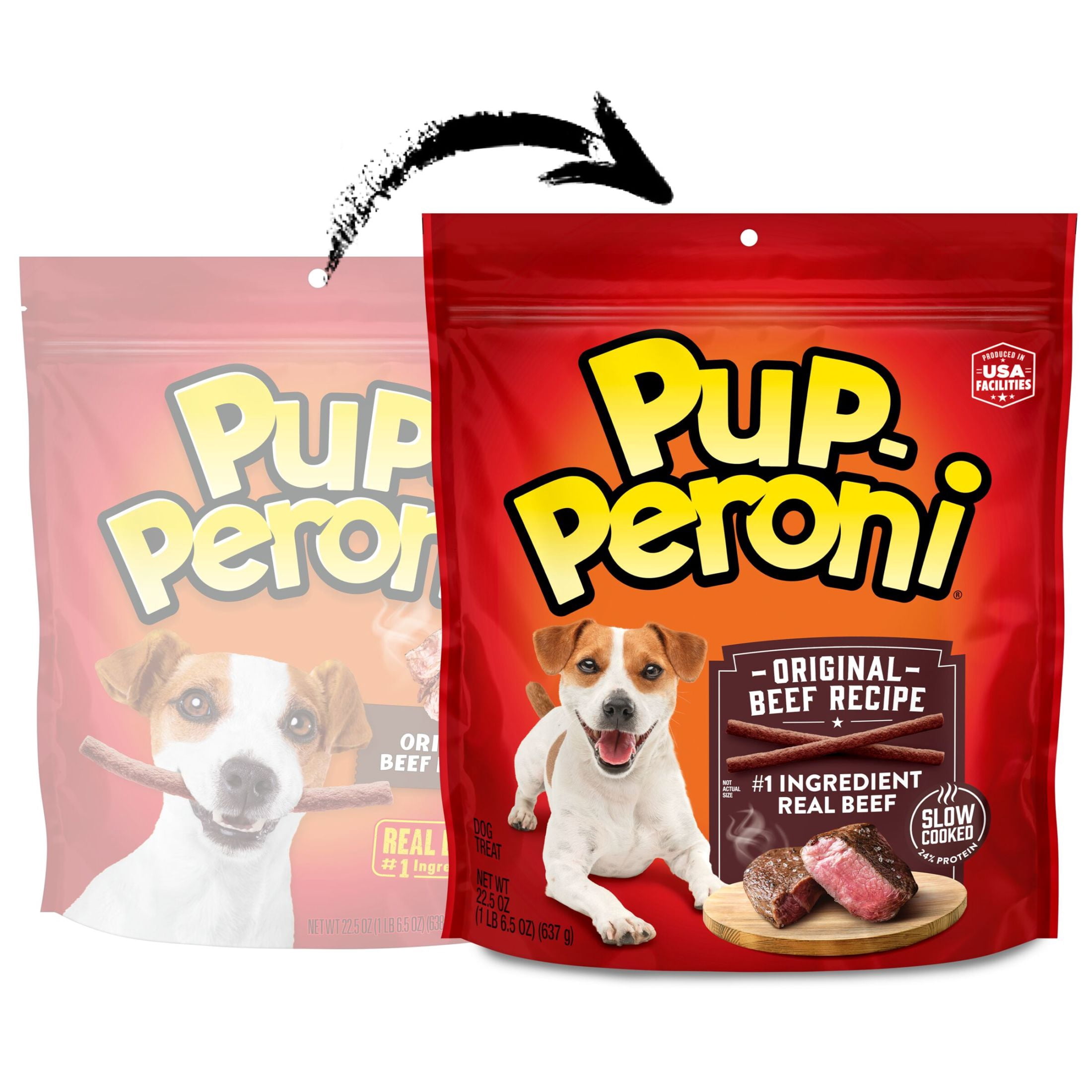 (4 pack) Pup Peroni Original Beef Recipe Dog Treats, 22.5 oz Bag