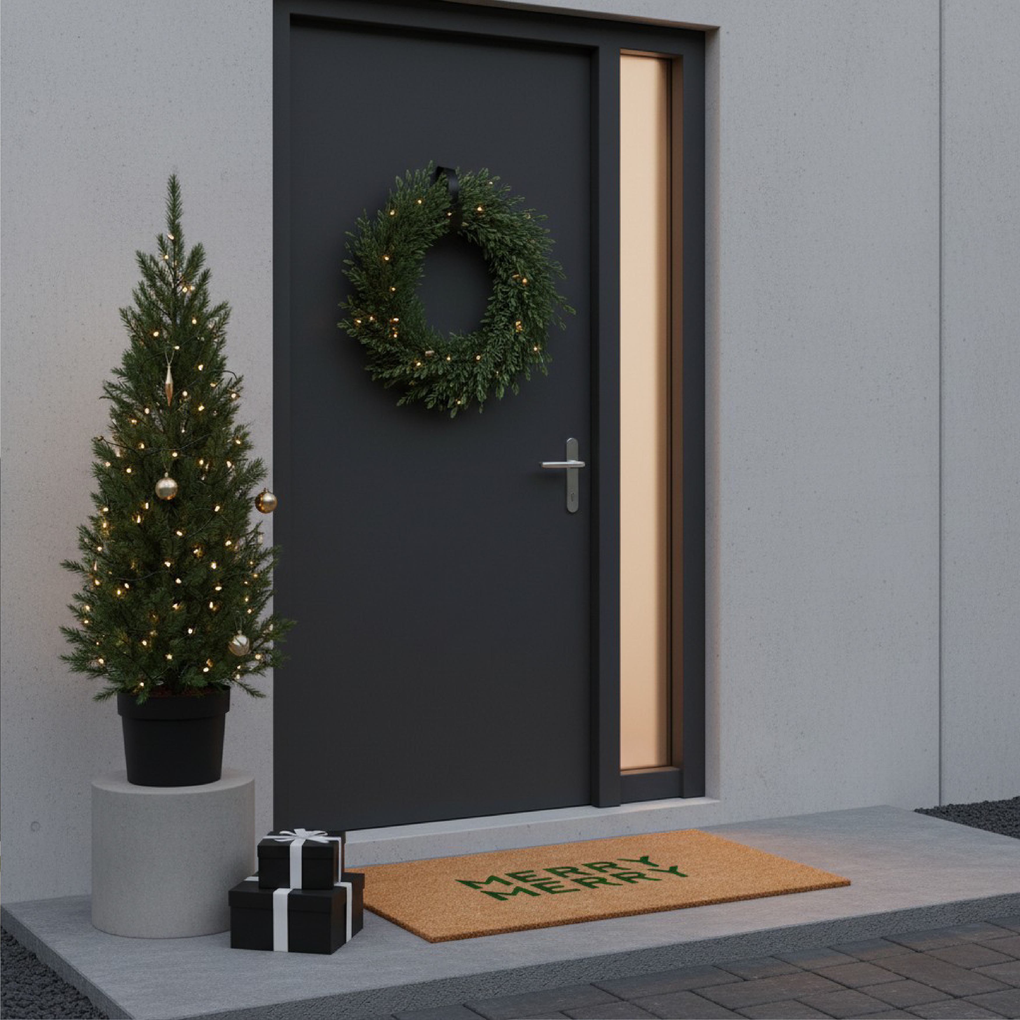 Green Modern Merry Doormat 24" x 36"