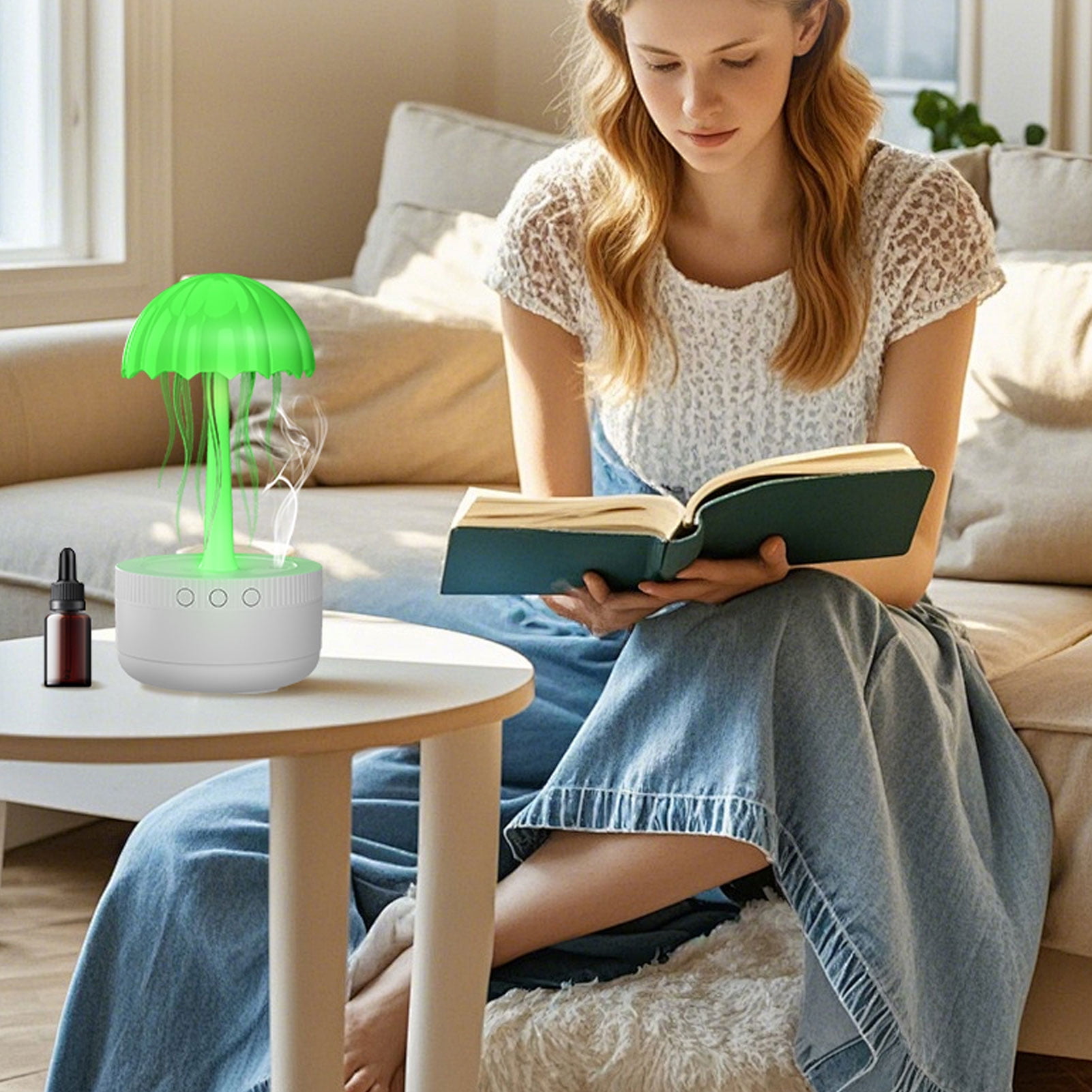 YAHHU Jellyfish Humidifier and Essential Oil Diffuser with Night Light Mode, Large Capacity Ultrasonic Cool Mist Humidifier for Home and Office, Auto Power Off Protection, 9.4 Inches / 24 cm Style 1