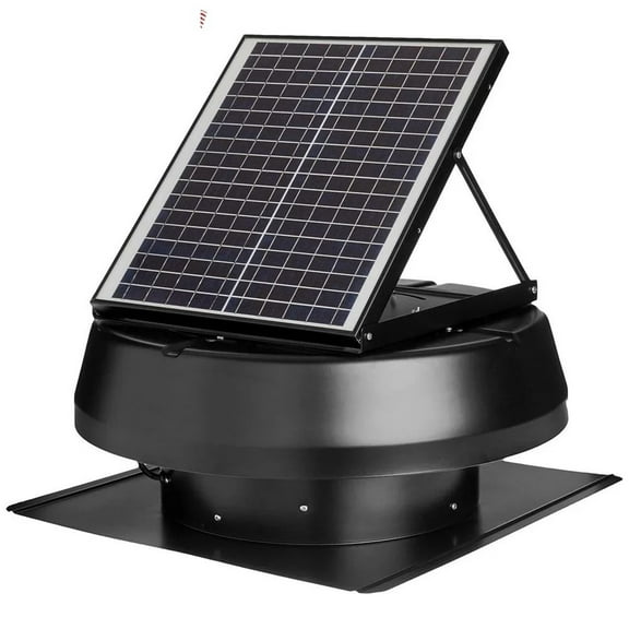 Smart Thermostat Controlled Solar Roof Attic Fan 14" 1750 CFM Black Ventilation System