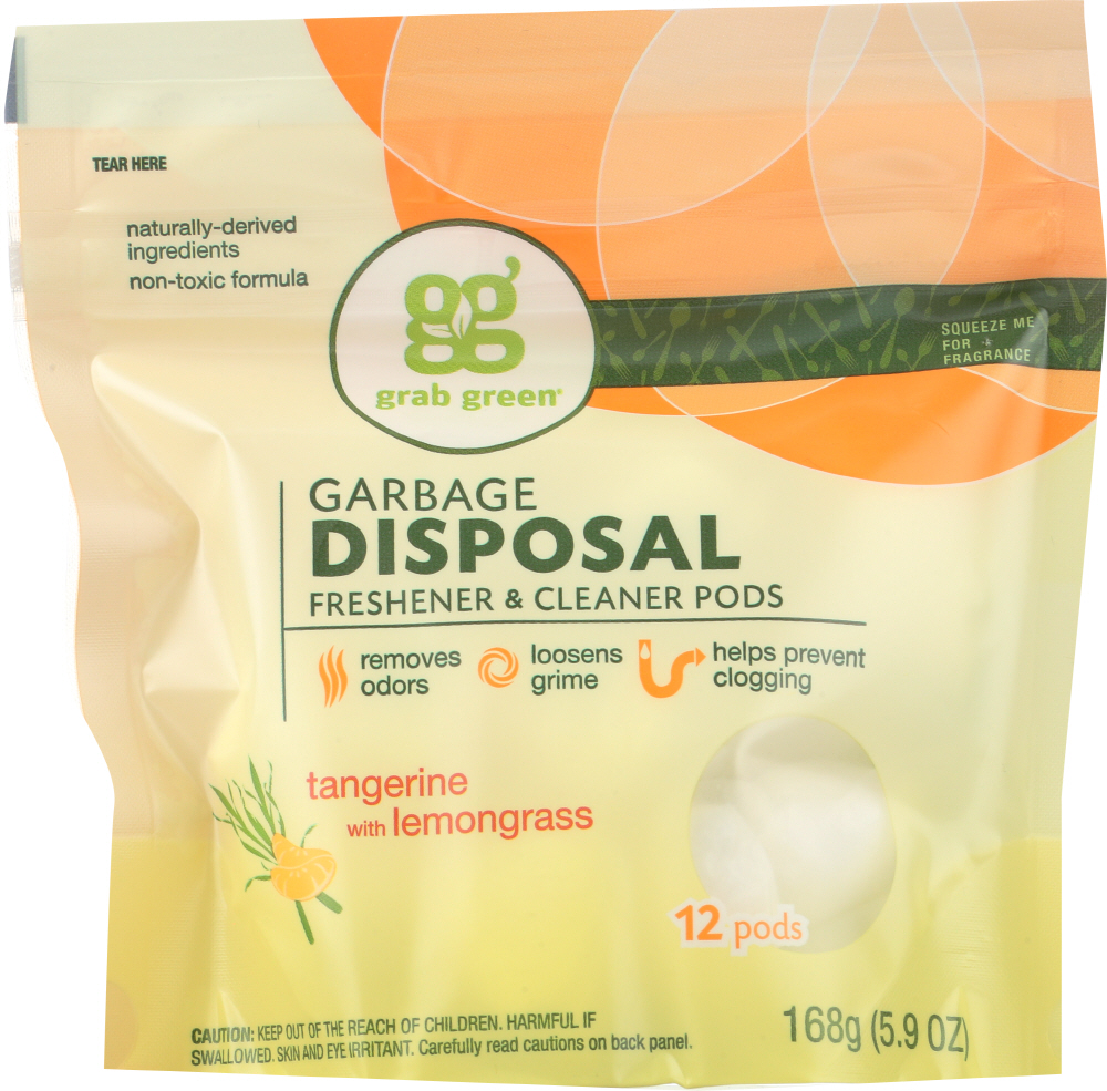 Garbage Disposal Freshener & Cleaner Pods Tangerine+Lemongrass, 5.9 oz, 1 Pack