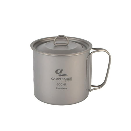 

Camping Pot 600ml large capacity Portable Titanium Pot Multipurpose Outdoor Water Mug with Cover Net Bag for Camping Hiking Outdoor Activities