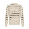 thumbnail image 4 of Byworldtasic Womens Sweaters Womens Striped Tie Front Cardigan Sweaters Crew Neck Long Sleeve Cable Knit Bow Knot Trendy Sweater Tops Beige, 4 of 9