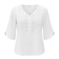 thumbnail image 5 of Boho Tops for Women 3/4 Sleeve Loose Casual V Neck Embroidered Shirt Lightweight Summer Blouses, 5 of 5