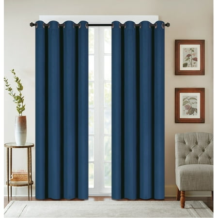 Texured Design - 2 Pack: Textured Design Blackout Curtain Panels - Indigo Blue