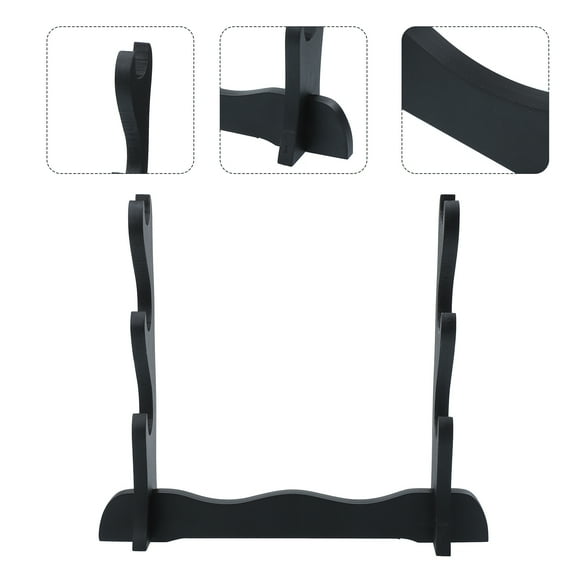 Yardwe Sword Mount Vertical Sword Stand Display Wood Black 1Pcs