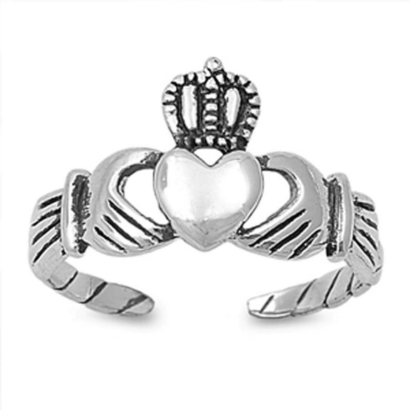 Heart Claddagh .925 Sterling Silver Toe Ring Jewelry Female Unisex