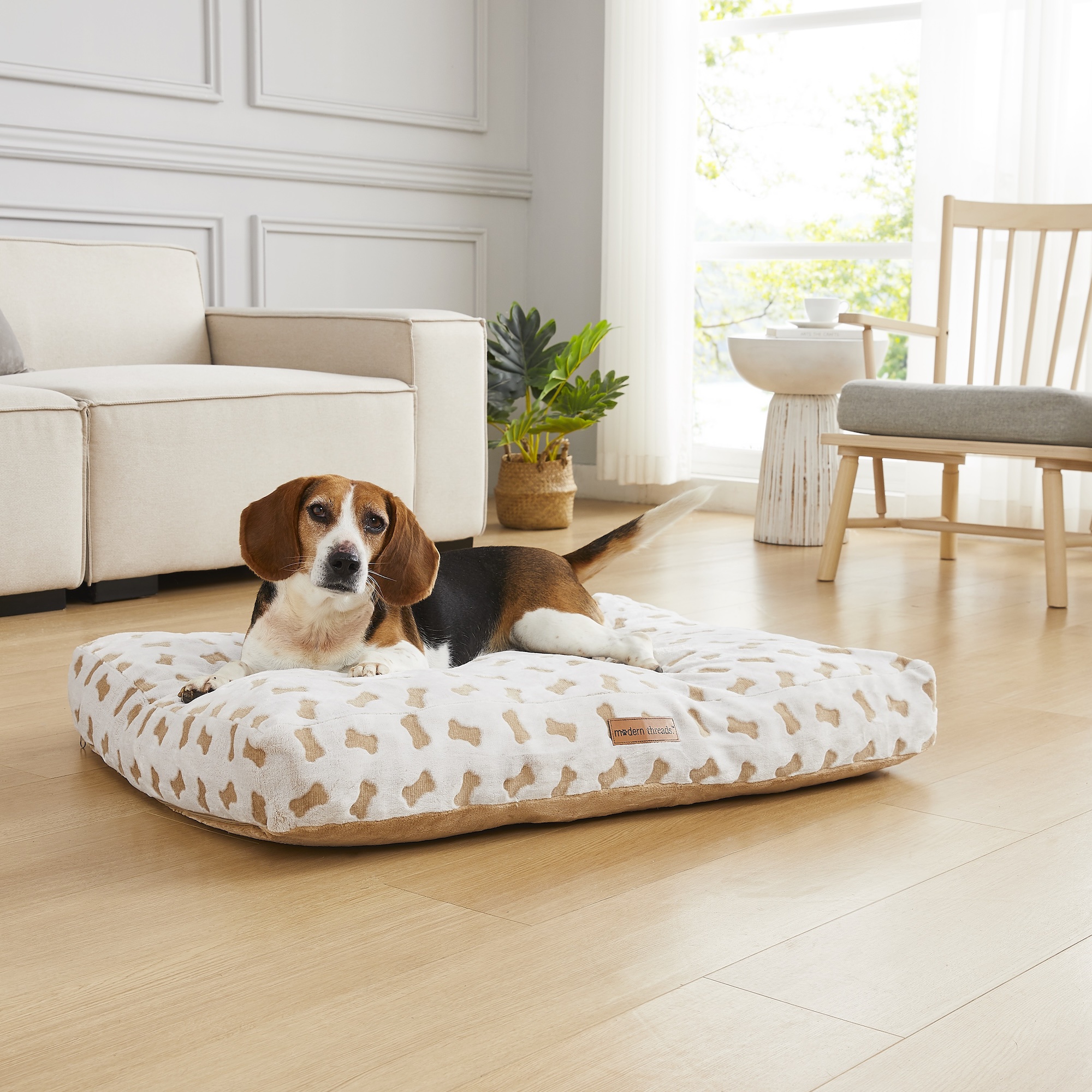 Modern Threads Ultra Plush Orthopedic Memory Foam Pillow Bed for Large Dogs, Beige