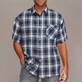 thumbnail image 4 of Joau Mens Big & Tall Short Sleeve Button Down Shirt Plaid Button Up Shirts Lightweight Casual Loose Cotton Work Shirts with Pocket, 4 of 4