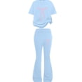 thumbnail image 5 of Girl's 2 Piece Outfits Bowknot Off Shoulder Blouse Flare Pants Set Cute Outfits Summer Clothes for Teen Girls, 5 of 5