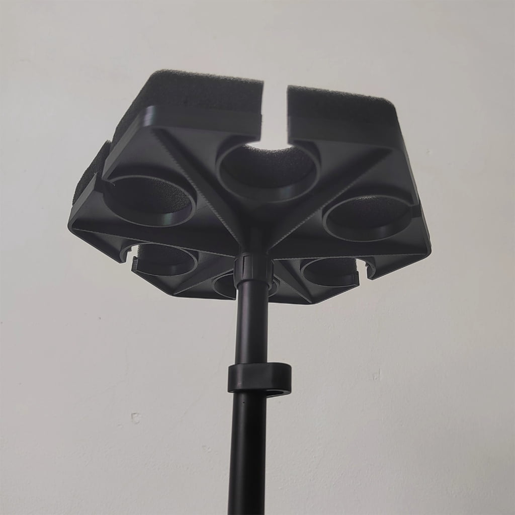 Hexagon Microphone Stand Holder 6-Hole Storage Tray for Studio Recording Live Performances Stable Portable Design
