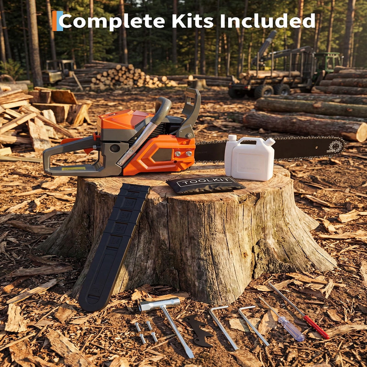 Ataucjin Gas Powered Chainsaw 52cc 2-Stroke, Features Automatic Chain Lubrication & Quick Start, Ergonomic Handle for Heavy-Duty Tree Trimming and Land Clearing