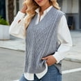 thumbnail image 7 of Aueoeo Fashion Sweater Vests for Women V Neck Sleeveless Knit Solid Color Casual Textured Ribbed Preppy Pullover Tops, 7 of 7