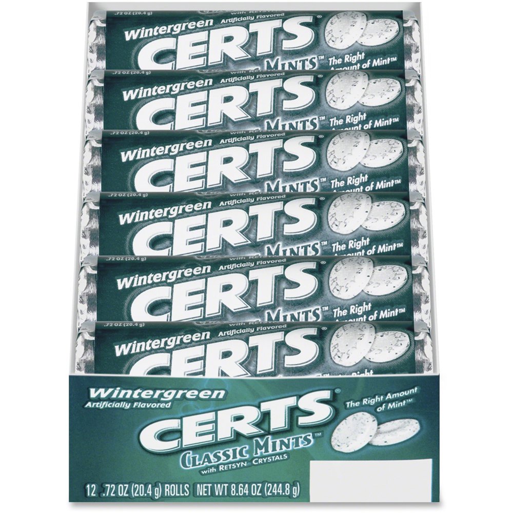 Certs Mints, Wintergreen 12Pieces/Pack, 24 Packs/Box