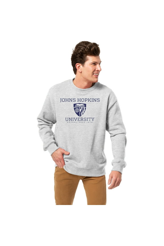 Men's League Collegiate Wear Heather Gray Johns Hopkins Blue Jays Essentials 2.0 Fleece Pullover Sweatshirt