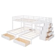 thumbnail image 5 of Triple Bunk Bed Full Over Twin & Twin, Wood Triple Bed Frame with 7 Storage Drawers, Stairway Bunk Beds with Safety Guardrails, 3 In 1 Triple Bunk Bed for Kids Teens Adults, White, 5 of 7