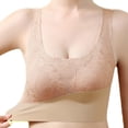 thumbnail image 2 of HAPIMO Everyday Bras for Women Seamless Ice Silk Camisole Stretch Underwear Comfort Daily Brassiere Gathered Wire Free Lace Wrapped Chest Lingerie Rollbacks Beige XXL, 2 of 3