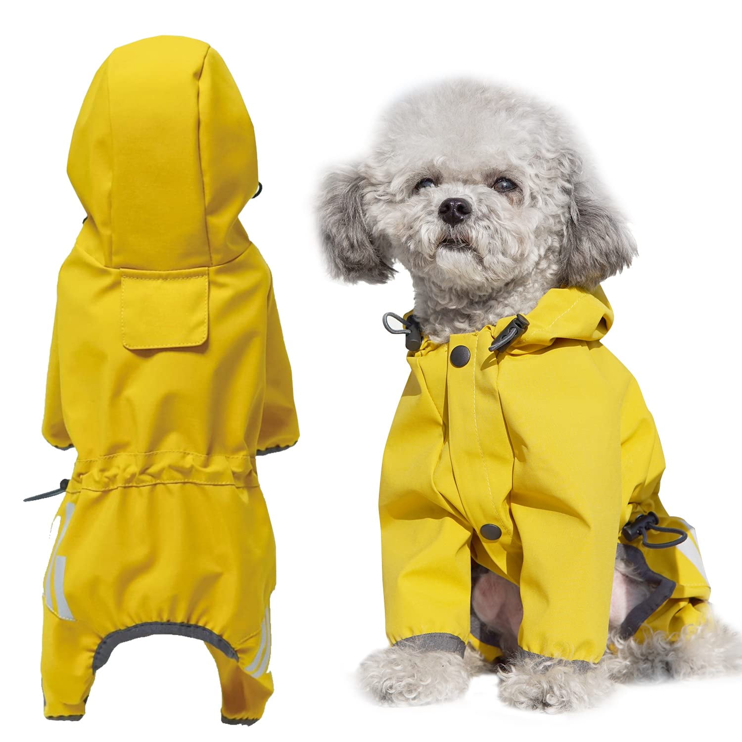 AblePet Puppy Dog Raincoat Hooded Slicker Poncho with Reflective Strap