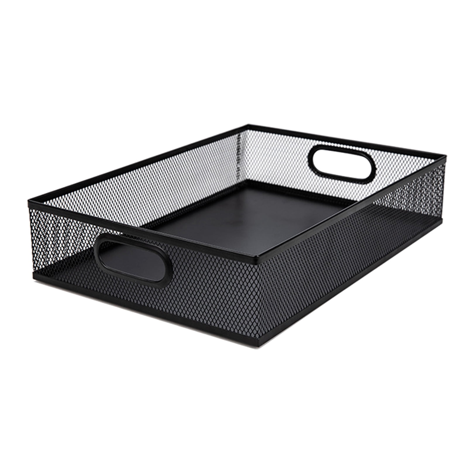 RUISINERY Desk Drawer Organizers Tray Metal Meshes Desktop Storage Tray Office File Organizers with Handle Portable Storage Basket