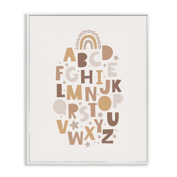 Stupell Industries Eclectic Muted Alphabet Letters White Framed Giclee Art, 11 x 14, by LSR Design Studio