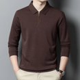 thumbnail image 2 of Camiseta de manga larga de lana con cuello con cremallera, informal, de negocios, para primavera y otoño, para hombres de mediana edad, de color sólido, antiarrugas, 2 of 5