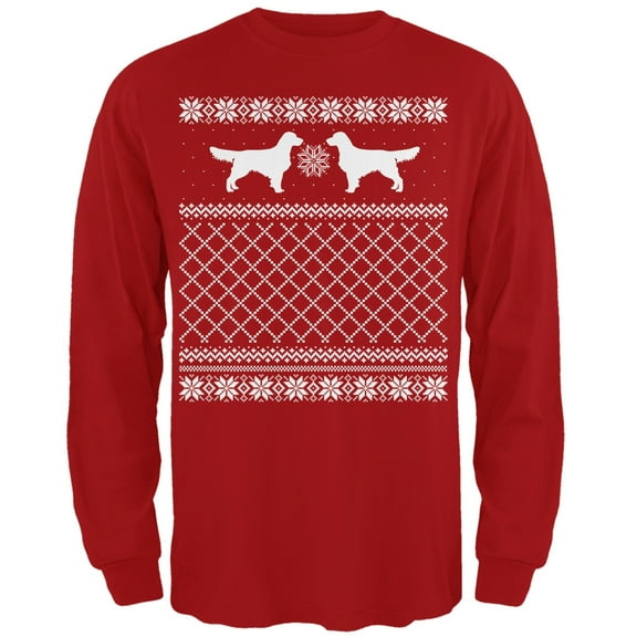Golden Retriever Ugly Christmas Sweater Red Adult Long Sleeve T-Shirt