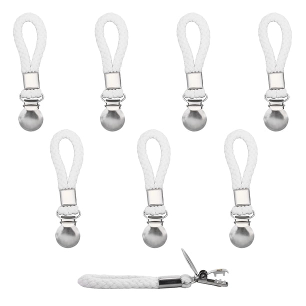 Colgador de tela con lazo de algodón trenzado, Clips de hierro para toalla con lazo de cordón de algodón y hebillas de acero inoxidable para el hogar, 8 Uds.