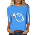 thumbnail image 2 of Mceream Game Day Football Women Shirts 3/4 Sleeve Crew Neck T Shirt Funny Holiday Graphic Tee Fall Loose Fit Tops Plus Size Fashion Sky Blue S, 2 of 3