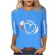 thumbnail image 2 of Heisall Womens Tops 3/4 Sleeve Round Neck Loose Casual Fashion T-Shirts Rugby Print, 2 of 3