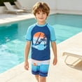 thumbnail image 2 of HAYIMI Playful Boys Beach Graphic O-Neck Short Sleeve T-Shirts With Shorts Summer Outfit Sets For Kids Comfortable Wear Easy Care Daily Comfort Clothes Sets, 2 of 6