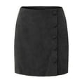 thumbnail image 2 of Prolriy Mini Skirt Womens Corduroy Skirts Fall Winter High Waist Button Down A Line Short Mini Skirt with Pockets Skirts for Women Black L, 2 of 8