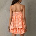 thumbnail image 4 of Vdoaml Women Gingham 2 Piece Set Ladies Spaghetti Strap Smocked Tank Top Loose Shorts Sets Casual Summer Outfit S Orange, 4 of 5