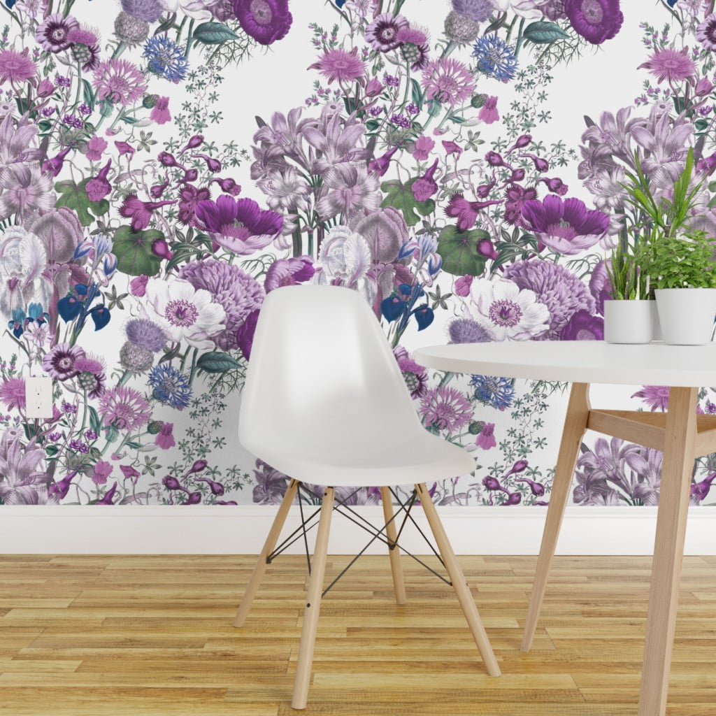Buy Peel & Stick Wallpaper Swatch White Lilac Lavender Floral Flowers