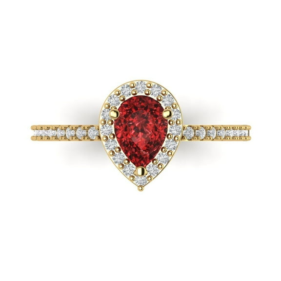 Solitaire with Accents Engagement Ring for Women - 0.755ct Natural Garnet in 14K Yellow Gold Promise Ring