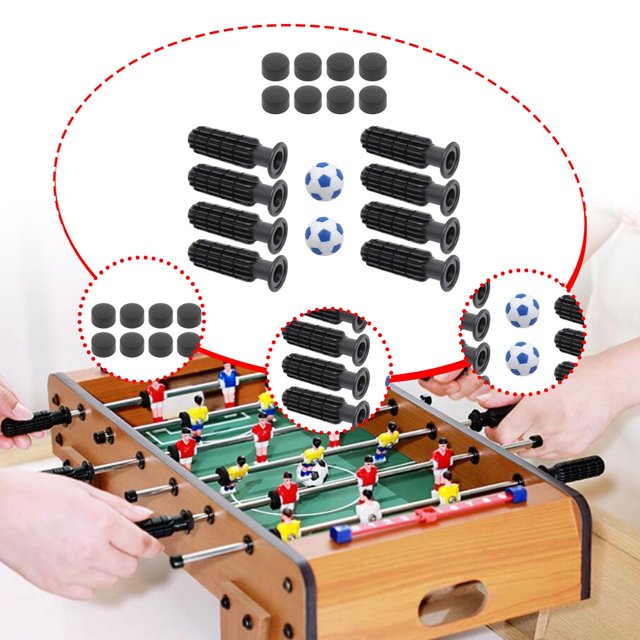 Colaxi 8 Pieces Table Football Replacement Handles Table Soccer Accessories Nonslip with 2 Small Footballs Foosball Grips Components Light Blue Footballs