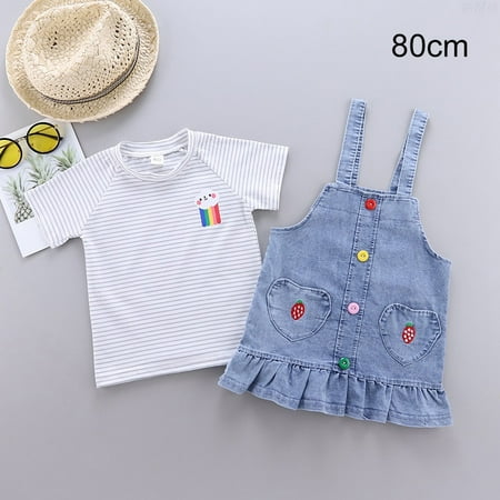 

Journey Cute Kids Clothing Denim Skirt Set For Girl Spring Autumn Jeans Strap Suspender Dress Outfits For Children Girls(Gray 80cm)