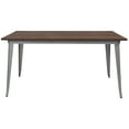 thumbnail image 3 of BizChair 30.25" x 60" Rectangular Silver Metal Indoor Table with Walnut Rustic Wood Top, 3 of 5