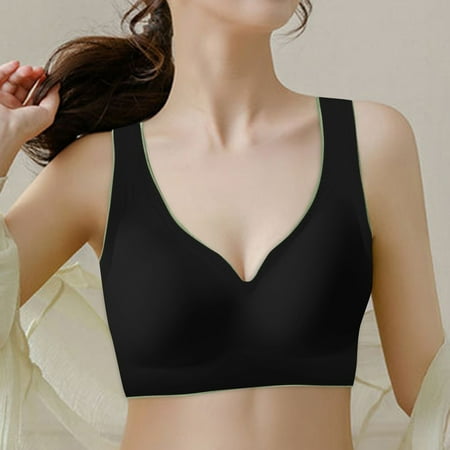 kpoplk Plus Size Bras For Women Women s Lace Balconette Plus Size Underwire Unlined Support Bra(Black)