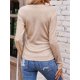 thumbnail image 3 of Solid V Neck T-Shirt, asymmetrical Hem Long Sleeve Top, Women's Clothing, 3 of 5